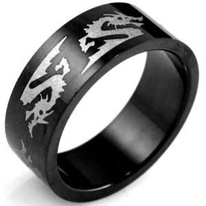   Black Stainless Steel Dragon 8mm Band Ring (Size 7.5): Dahlia: Jewelry