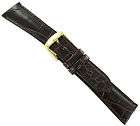 24mm deBeer Baby Crocodile Grain Brown Padded Stitched Watch Band 