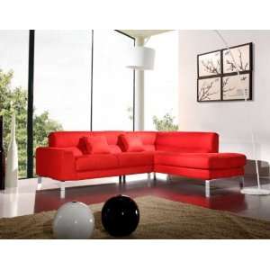   Bella Italia Leather 216 Sectional Sofa In Red: Home & Kitchen