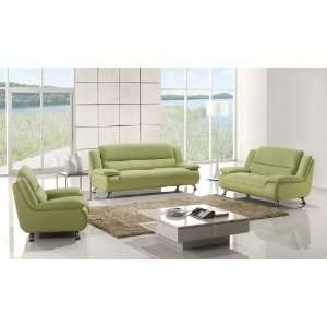  3pc Contemporary Modern Leather Sofa Set, #AM 733 GN: Home 