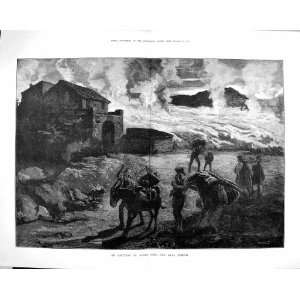  1879 ERUPTION MOUNT ETNA VOLCANO LAVA STREAM FINE ART 