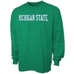 Michigan State Spartans Green Block Name Long Sleeve T shirt:  