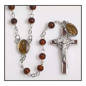  Catholic St Benedict Rosary with Dangle, 4mm Glass Beads 