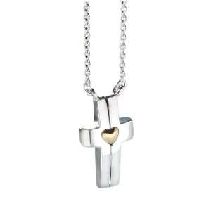  Petra Azar Polished Magnetic Cross Pendant with Gold Heart 