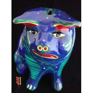   Art/ MEXICO Pottery [Vivrant Hand Painted Colors] 6 (Blue & Green