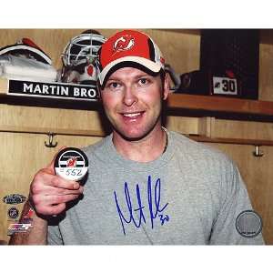Martin Brodeur New Jersey Devils   Pose With 552nd Puck   Autographed 