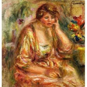 Oil Painting: Andree in a Pink Dress: Pierre Auguste Renoir Hand Paint