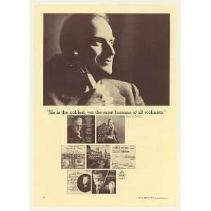  1966 Violinist Yehudi Menuhin Angel Records Photo Print Ad 