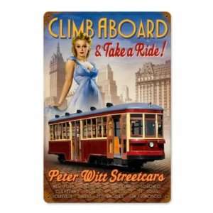  Train Vintage Metal Sign Streetcar Pin Up Locomotive: Home 