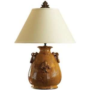 Vietri Large Amber Yellow Rustic Pottery Table Lamp  