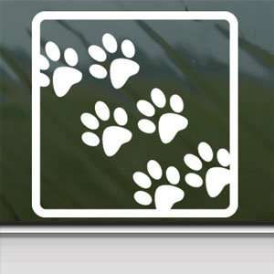  BEAR DOG PAW FOOT PRINTS ANIMAL White Sticker Laptop Vinyl 