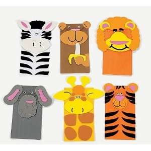  : Foam And Plush Zoo Animal Paper Bag Puppet Craft Kit: Toys & Games