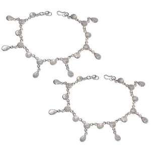 Ankle Bracelet Pair Silver Rainbow Gemstone Handmade Jewellry from 