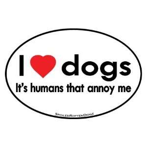  I Love Dogs Oval Vinyl Sticker   White: Everything Else