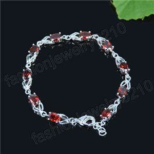hot sales Silver Garnet gemstone bracelet bangle D58  