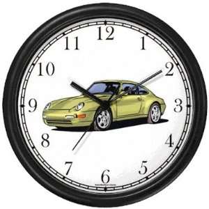  Vintage Lime Yellow Sports Car Wall Clock by WatchBuddy 