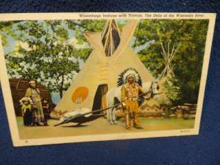 Winnebago Indians with Travois. Wisconsin River. Fine unused condition 