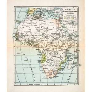 1923 Print Map Europe Possession Africa Sahara English French Spanish 