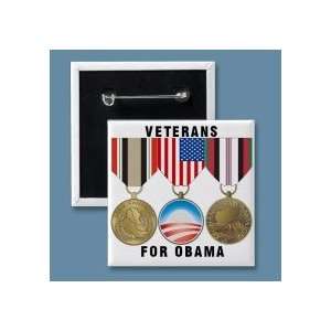 Veterans for Obama   Obama Political Button