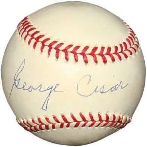  George Cisar Autographed Baseball   Official NL 1937 d 