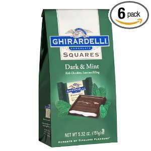 Ghirardelli Chocolate Squares, Dark & Mint Filled, 5.32 Ounce Packages 