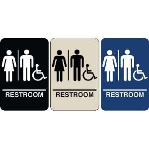 Braille Sign   Mens & Womens Handicapped Restroom, Color=White on 