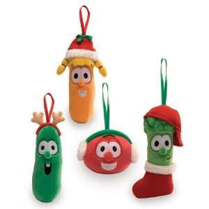  Veggie Tales Holiday Ornaments  Bob,Larry,Jr.Asparagus and 