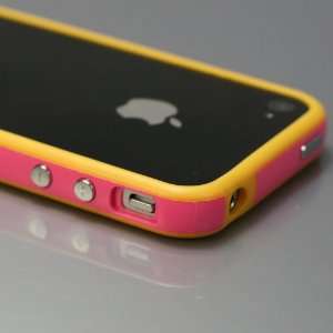Orange / Pink Bumper Case for Apple iPhone 4 [Total 60 Colors] +Free 