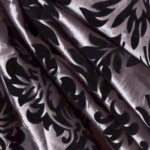  54 Wide Flocked Taffeta Flourish Silver/Black Fabric By 