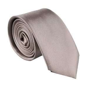 Polyester Narrow Neck Tie Skinny Solid Dark Khaki Thin Necktie for Men 