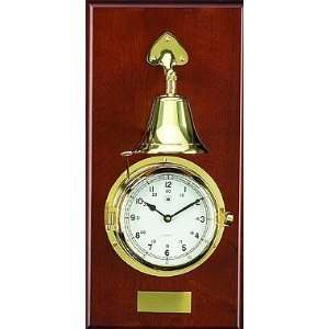  Brass Quartz Striking Clock w/ Bell on Mahogany