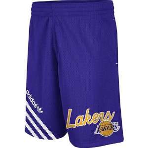  Los Angeles Lakers 90s Script Shorts (Purple) Sports 
