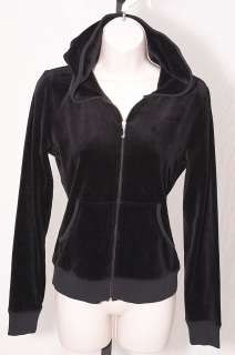   COUTURE BLACK PINK GOLD BUTTERFLY GILTTER VELOUR TRACK SUIT HOODIE L