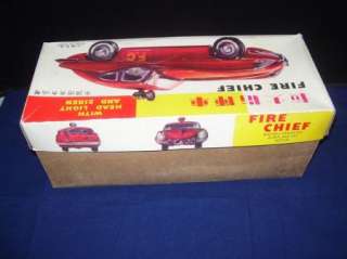 VINTAGE BOX FOR FIRE CHIEF CAR RED CHINA TOY BUMP & GO  
