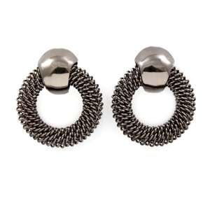    Gorgeous Designer Inspired Hematite Mesh Hammered Earrings Jewelry