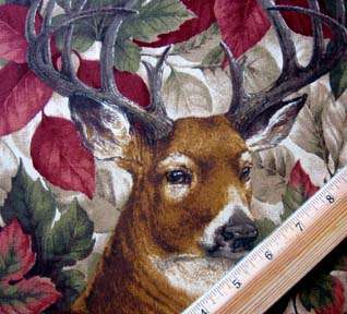 Wild American White Tail Buck Deer Woods Forest Hunting Cotton Fabric 