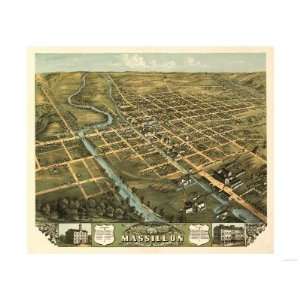  Massillon, Ohio   Panoramic Map Premium Poster Print 