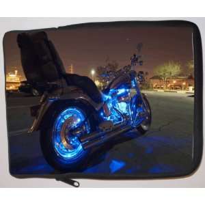  Harley Davidson Blue Neon Lights Laptop Sleeve   Note Book 