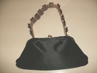 VALENTINO Black Silk Jeweled Strap Evening Bag Clutch ITALY **SALE 