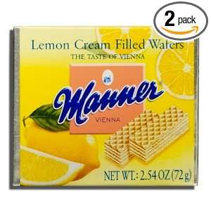 Manner Cream Filled Wafers, Lemon, 12 Count, 2.54 Ounce Packages (Pack 
