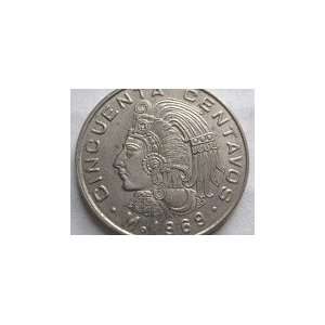  1969 Mexico 50 Centavos Coin 