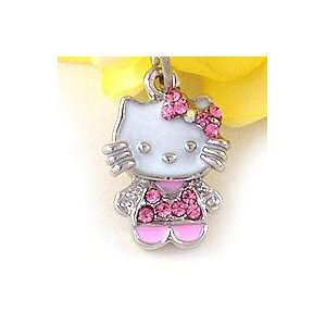  PinkBow Kitty Cat Cell Phone Charm c723 