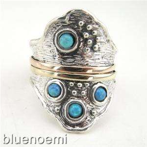 anillos plata Ethnic ring opals spinner boho rings wide band women 