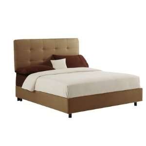  Double Button Tufted Bed in Khaki Size: King: Furniture 