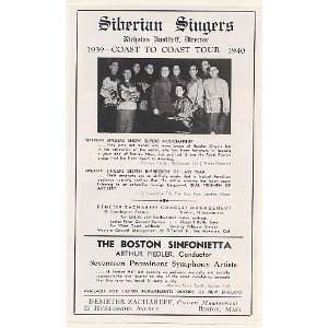  1939 Siberian Singers Photo Booking Print Ad (Music 