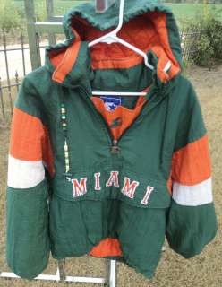 VTG Miami Hurricanes Starter Parka Coat Jacket NCAA Pullover size 