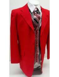 New Mens 5 Piece Red Dress Suit Package Including Jacket, Pants, Vest 