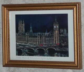 SET of 2 Vintage Framed LONDON ENGLAND PRINTS Big Ben/Bridge MAURICE 