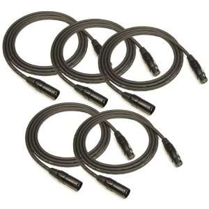   FT 3 PIN XLR MIC PATCH CABLE CORDS 3M MICROPHONE 5 PACK: Electronics