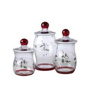  Pfaltzgraff Winterberry Small Glass Canisters, Set of 3 